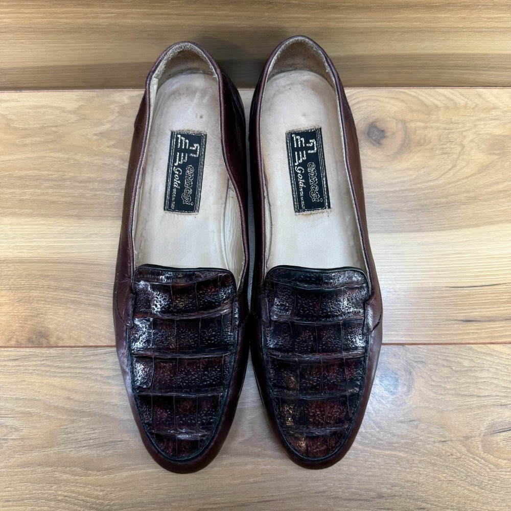 ENNESI Genuine Alligator Venetian Loafer Mens US 9.5 UK 8.5 ? Dark Brown Leather
